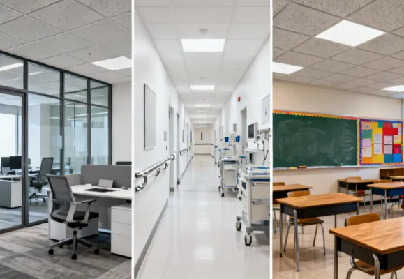 USG products across commercial, healthcare, and education sectors